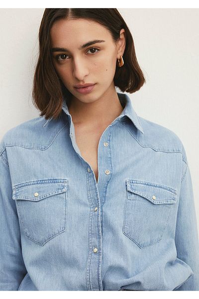 Mavi Patricia Klassisches Denim Ice Jean Hemd - Lockere Passform 1210784 -87099