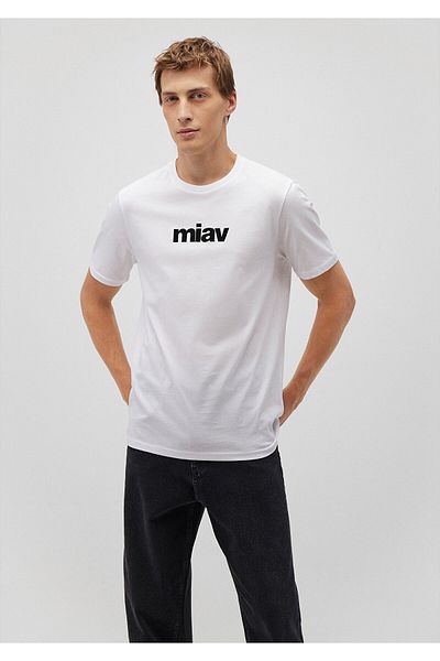 Mavi Schwarzes, weißes T-Shirt mit Miav-Aufdruck, Regular Fit / Regular Fit067153-602