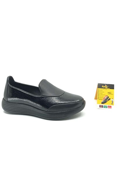 KOCAMANLAR Forex Dr.Tavsiyeli %100 Hakiki Deri Kadın Babet Ayakkabı SİYAH-RUGAN
