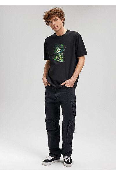 Mavi Rick and Morty εμπριμέ μαύρο μπλουζάκι Loose Fit / Loose Relaxed Fit 0611972-900
