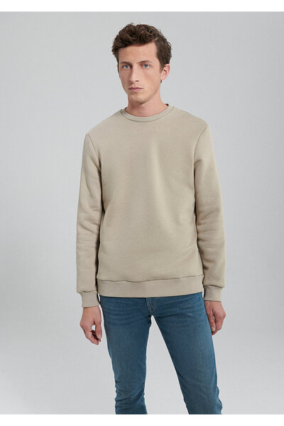 Mavi Bisiklet Yaka Bej Basic Sweatshirt 0610060-82393