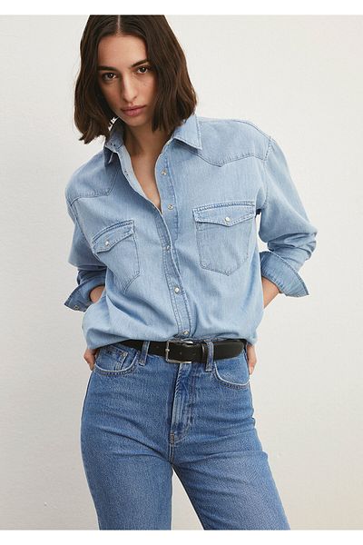 Mavi Patricia Klassisches Denim Ice Jean Hemd - Lockere Passform 1210784 -87099