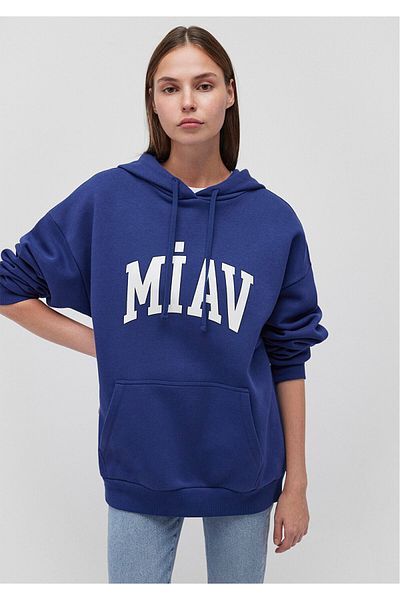 Mavi Hanorac albastru cu glugă cu imprimeu Miav 1S10131-70722