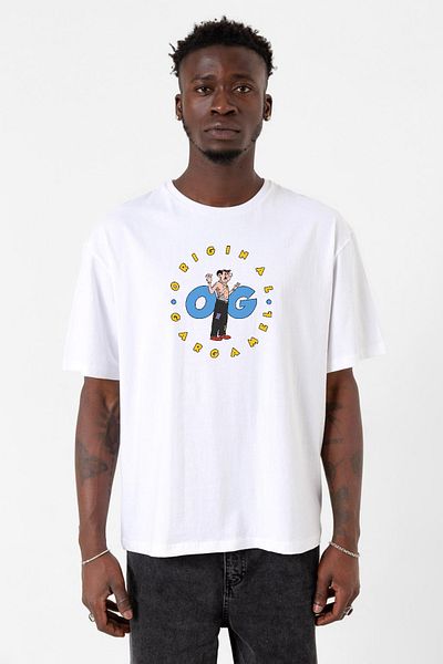Tshirthane تي شيرت رجالي أبيض كبير الحجم من The Smurfs Original Gargamel