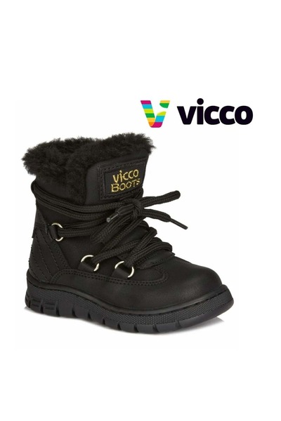 Kids Club Shoes Cizme Vicco Kappa Furry Ortopedice Copii NEGRE