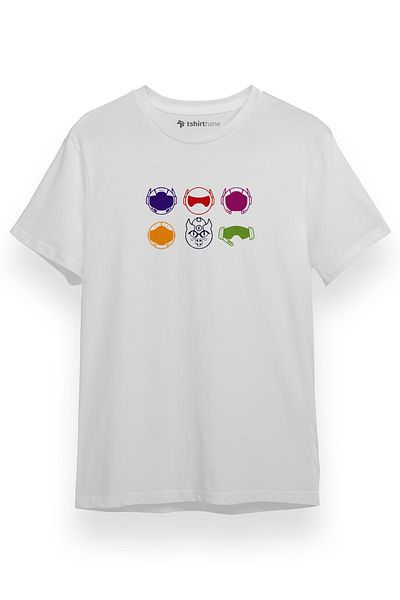 Tshirthane Ανδρικό μπλουζάκι Big Hero 6 Icons Λευκό κοντομάνικο