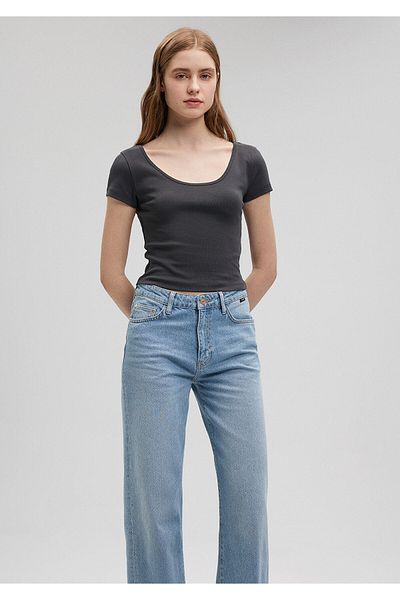Mavi Anthracite Basic Crop T-Shirt Crop / Short Cut 1612374 -70087