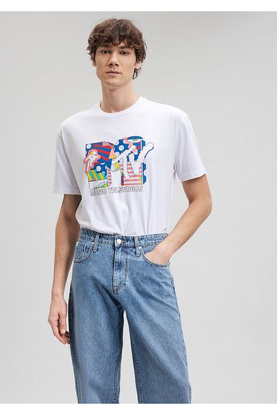 Mavi MTV Printed White T-Shirt - Loose Fit 0612045 -620