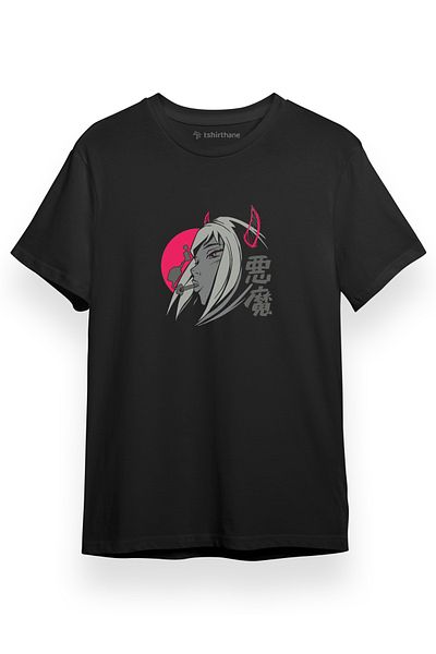 Tshirthane Demon Slayer Anime Demon Anime Girl Μαύρο κοντομάνικο ανδρικό μπλουζάκι