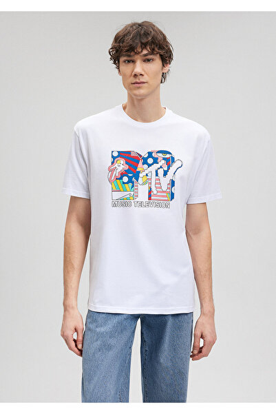 Mavi MTV Printed White T-Shirt - Loose Fit 0612045 -620