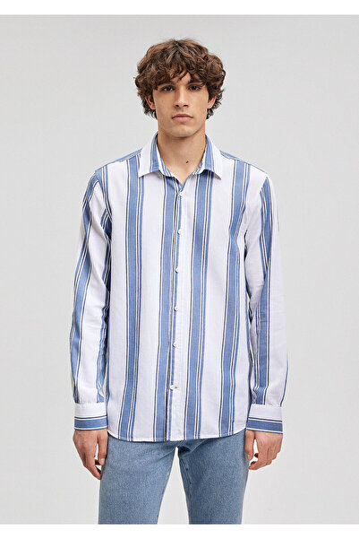 Mavi Çizgili Gömlek Slim Fit / Dar Kesim 0210868-70739