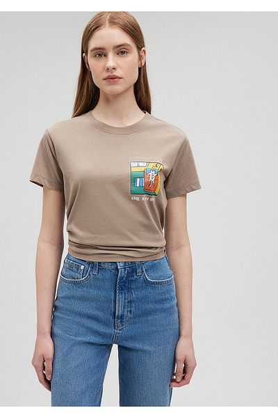 Mavi Μπλουζάκι καφέ Slim Fit Cat Printed T-Shirt -1612402-70364