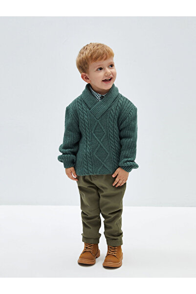 LC Waikiki Lcw Şal Guler Păr Tricotat Self Pattern Pulover Tricotaj pentru Bebeluş