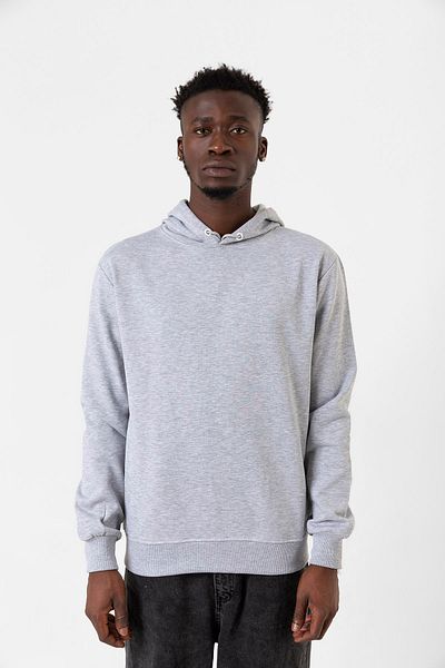 Tshirthane Γκρι Basic Oversize Ανδρικό φούτερ με κουκούλα 3 νημάτων