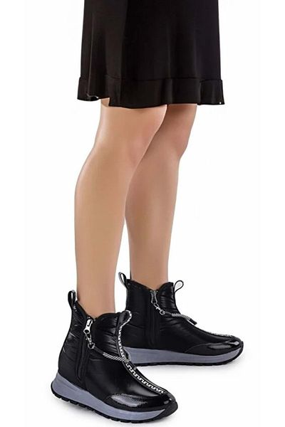 Kids Club Shoes Feles Diver Fabric Special Design Γυναικείες Μπότες Χιονιού με φερμουάρ ΜΑΥΡΟ