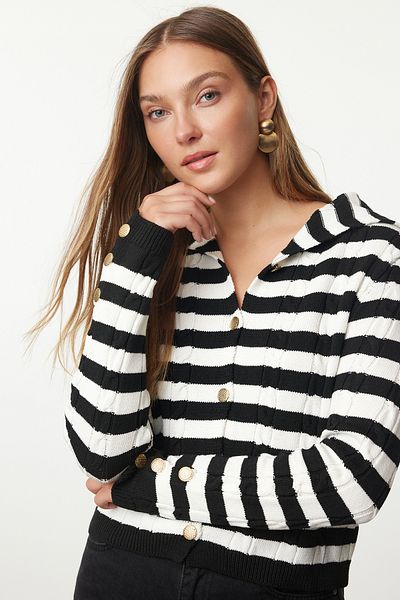 Trendyol Collection Turn-down Collar Ecru Knitwear Cardigan - Twoaw25hi00232