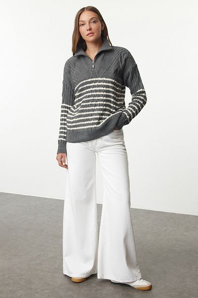 Trendyol Collection Wide Fit Anthracite Knitwear Sweater - TWOAW22KZ0020