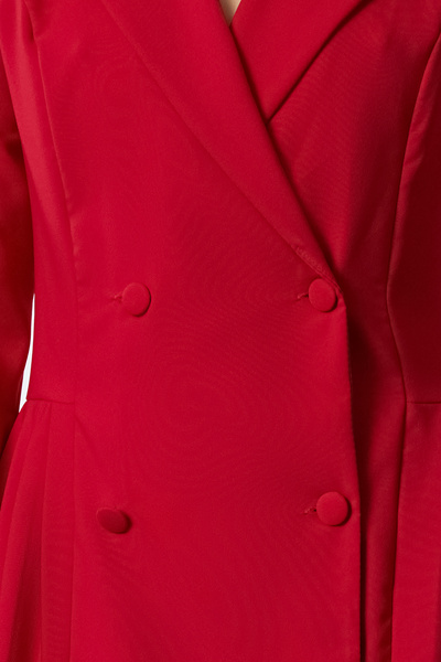 Trendyol Collection Piros mini redőzött szőtt kabát ruha - TWOAW24EL00295