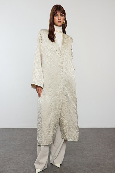 Trendyol Collection Dlouhý vrchní lak bez podšívky se vzorem Stone Jacquard - Twoaw25Kb00098