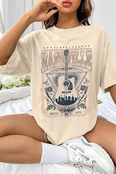 uyguntarz Μπλουζάκι Unisex Music City Printed Oversize