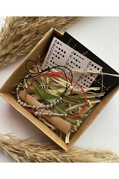 1001boncuk سوار زوجين الأبجدية مورس (أحمر - أسود)