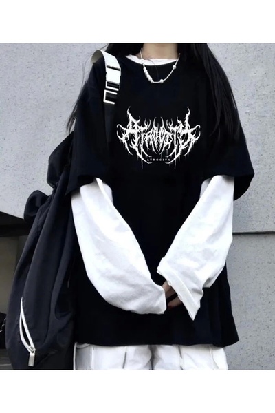 DarkellaStore Y2K Gotik Yazılı Oversize Uzun Kollu T-Shirt (UNISEX)