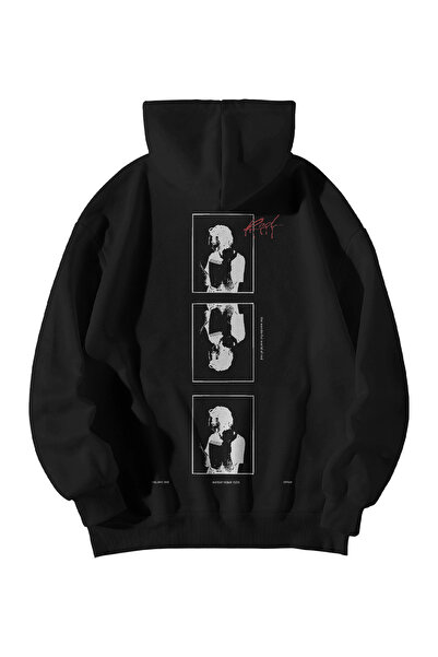 Stadium للجنسين أسود أحمر Playboi Carti مطبوعة كبيرة الحجم هوديي جيب الكنغر