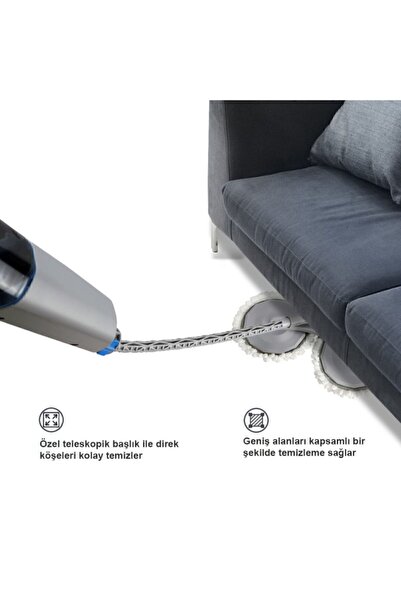 ROBX 360 Derece Dönen Su Püskürtmeli 3 In 1 Paspas 3 Adet Mikrofiber Mop Türkiye Garantili
