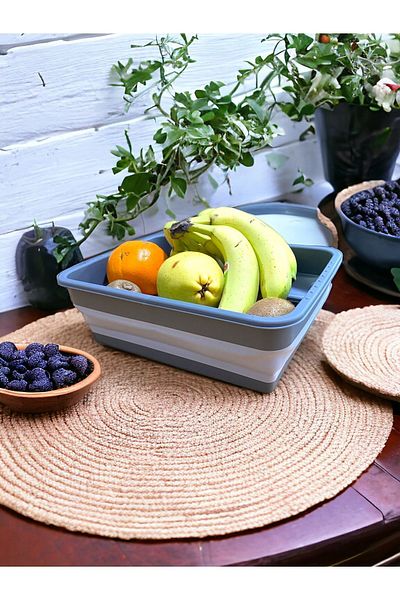 HOLLYHOME 4-Piece Anthracite/Grey Folding Basin Manicure Basin Bucket - Accordion Design