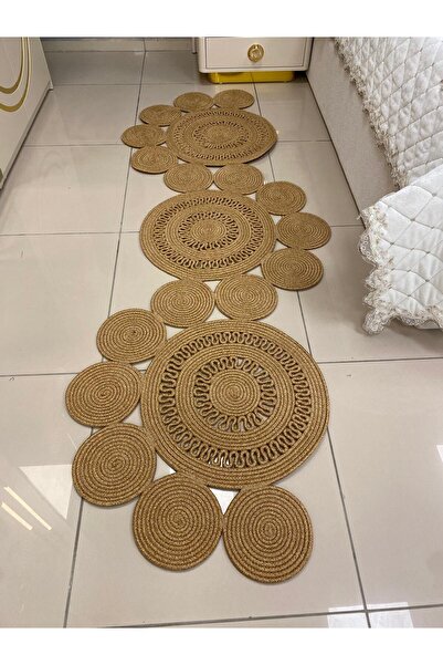 Jute Straw Look Patterned Modern Hand Knitted Spiral Carpet Rug