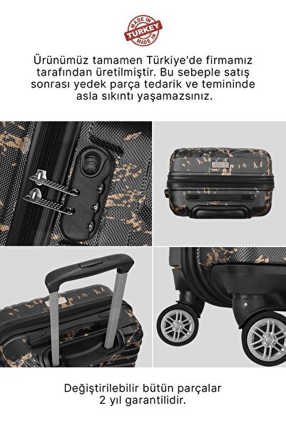 Wexta Wx-300 Baskılı Siyah Orta&kabin 2'li Set Valiz