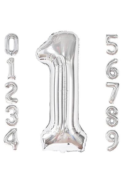 partidolu Silver Color Number Foil Balloon 100 Cm