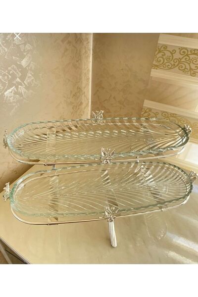 Kardelen Kristal Silver Two-Tier Presentation Holder