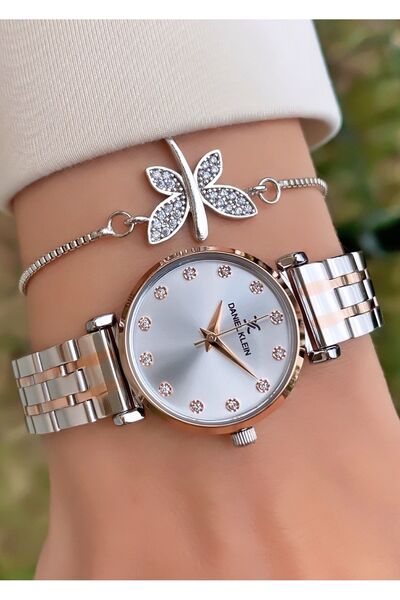 Daniel Klein Rose Brand Silver Women's Wristwatch - Small Case Bracelet