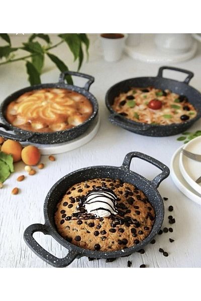 Altınbaşak Zenga Set of 3 Cast Black Granite Pan 22cm-20cm-18cm