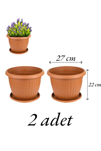 Home Saksı kahverengi yuvarlak 7 litre büyük boy