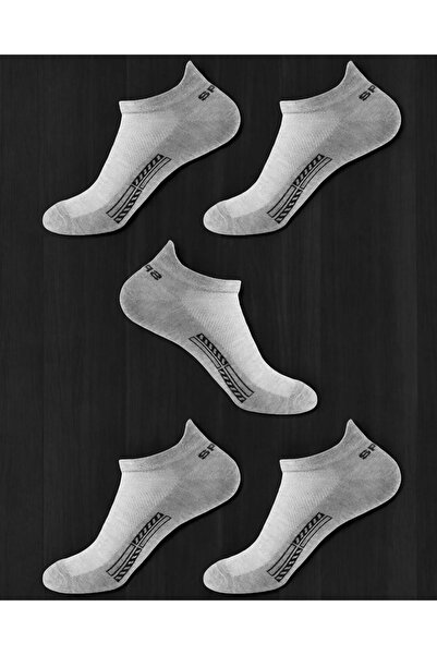 Çorabistaan 5 Çift Gri Yüksek Kalite Erkek Spor Patik Çorap Dikişsiz