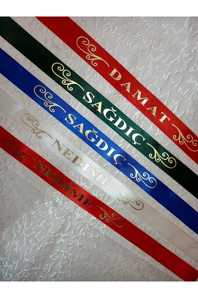 yörük tuhafiye 5 Pieces of Groom, Groomsmen and Bridesmaids Arm Ribbon and Small Hook Image - for Wedding and Engagement