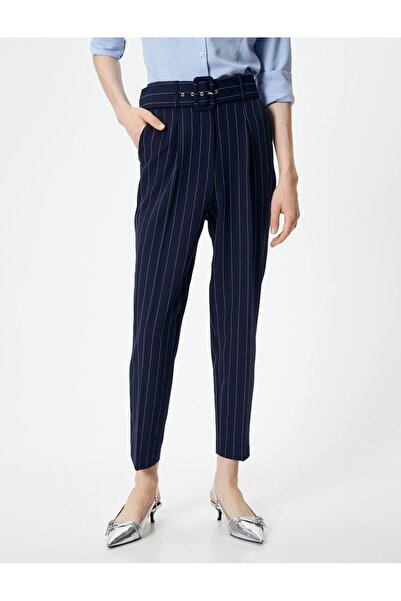 Koton Women's Belted Fabric Trousers