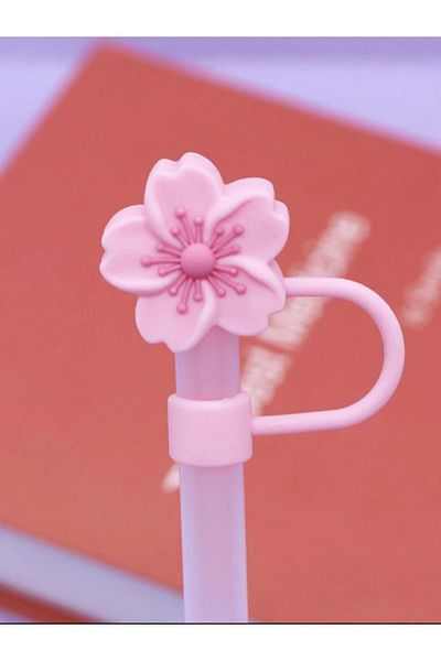 ÇAKRA Cherry Blossom Model Silicone Dust-Proof Leak-Proof Straw Lid 1 Piece Compatible with Stanley Thermos