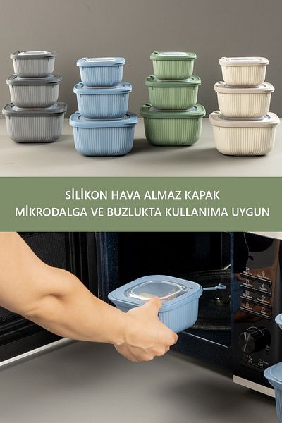 FİTHOME مجموعة من 3 حاويات تخزين للميكروويف والفريزر بغطاء من السيليكون