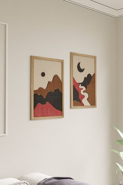 acargrafik Set de 2 picturi cu cadru din lemn cu design de lux