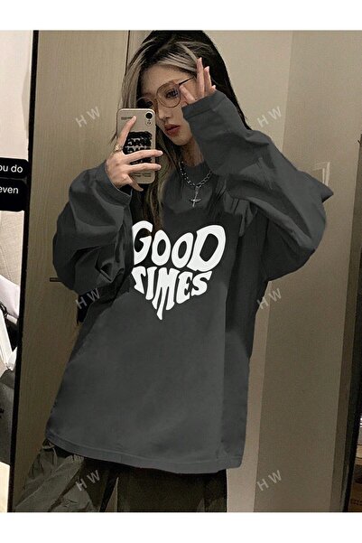 coolart Good Times Χειμερινό Φούτερ - Σχέδιο Καπνιστής Όψης, Υπερμεγέθης Λαιμ...