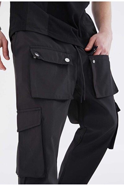 NEU FASHİON Siyah Cep Detaylı Lastik Bel Jogger Pantolon