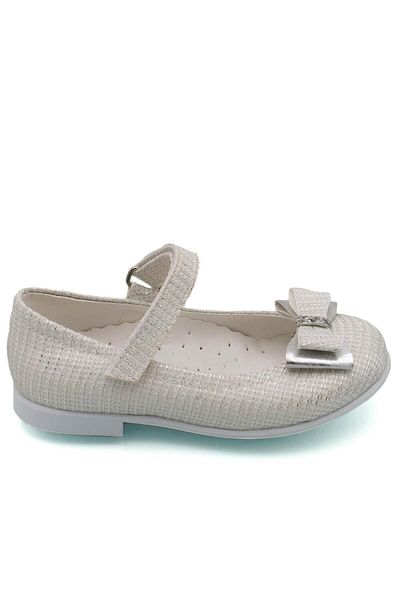 sermoda Bow Stone Detail Baby Ballerina Glitter White