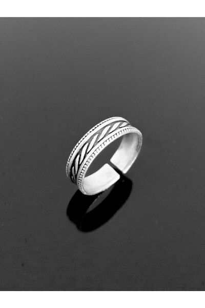 Antique Dolunay Antik Gümüş Kaplama El Yapımı Ayarlanabilir Şık Çizgi Desenli...