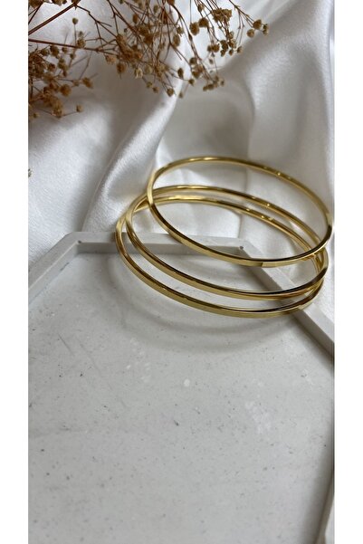 saren aksesuar Kadın çelik 3 lü ajda bilezik gold