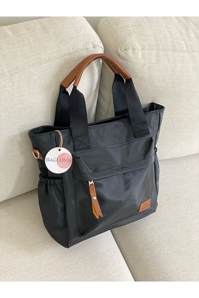 BAGLOVİS حقيبة كتف كبيرة الحجم من قماش الساتان