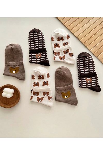 REYNBOO SOCKS 3 чифта дамски чорапи ботуши с шарки на сладки мечки