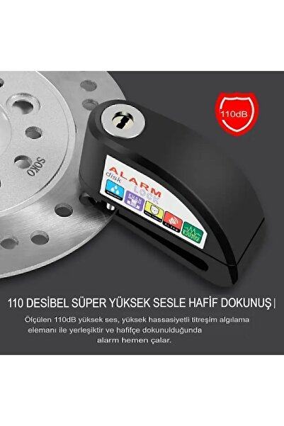Reidan Alarmlı Disk Kilidi Motorsiklet Martı Scooter Bisiklet Sesli Alarm 110 Desibel Yüksek Ses